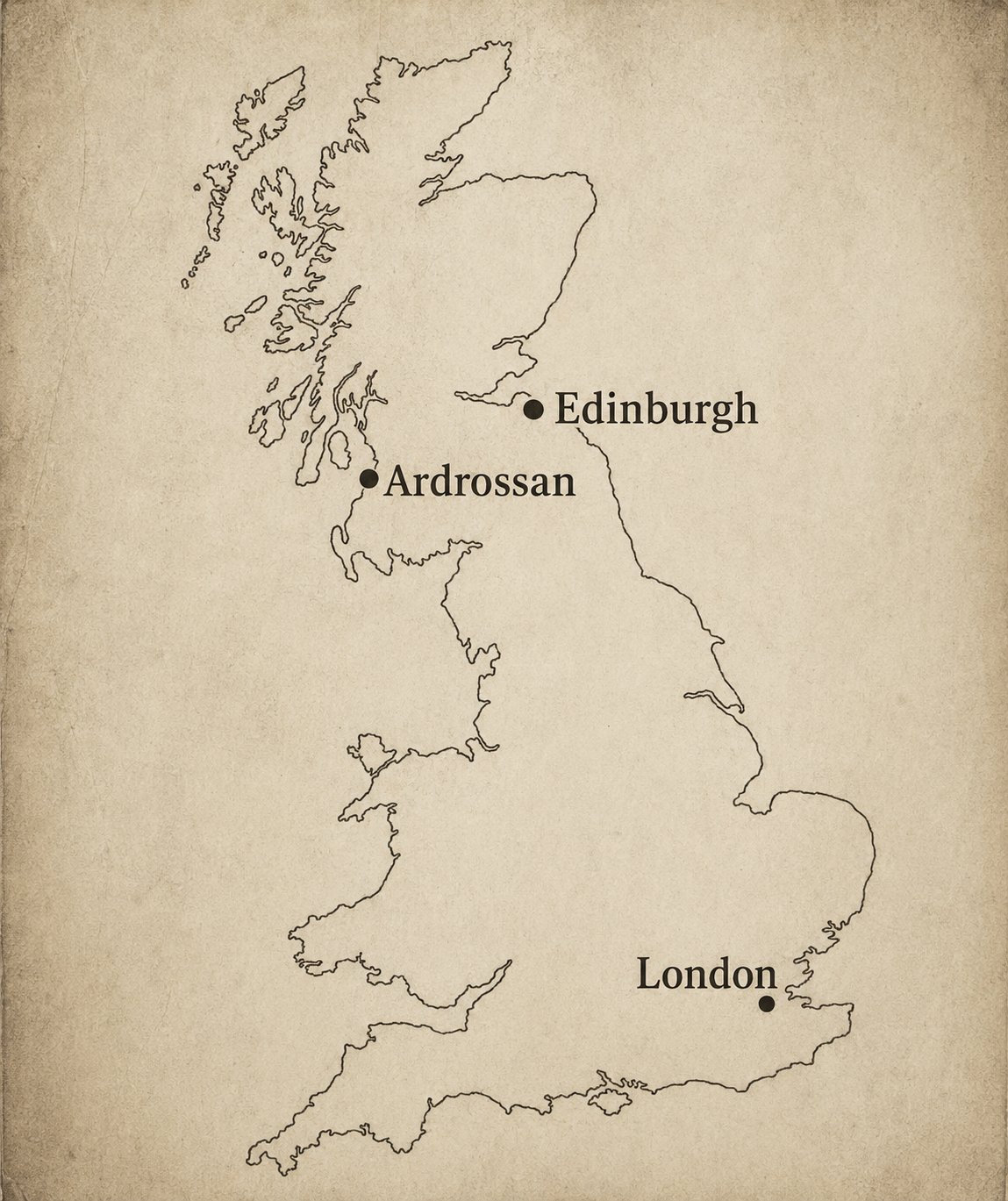 Map of Britain showing Ardrossan